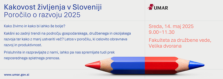 Vabilo na predstavitev publikacije Kakovost življenja v Sloveniji, Poročilo o razvoju 2025